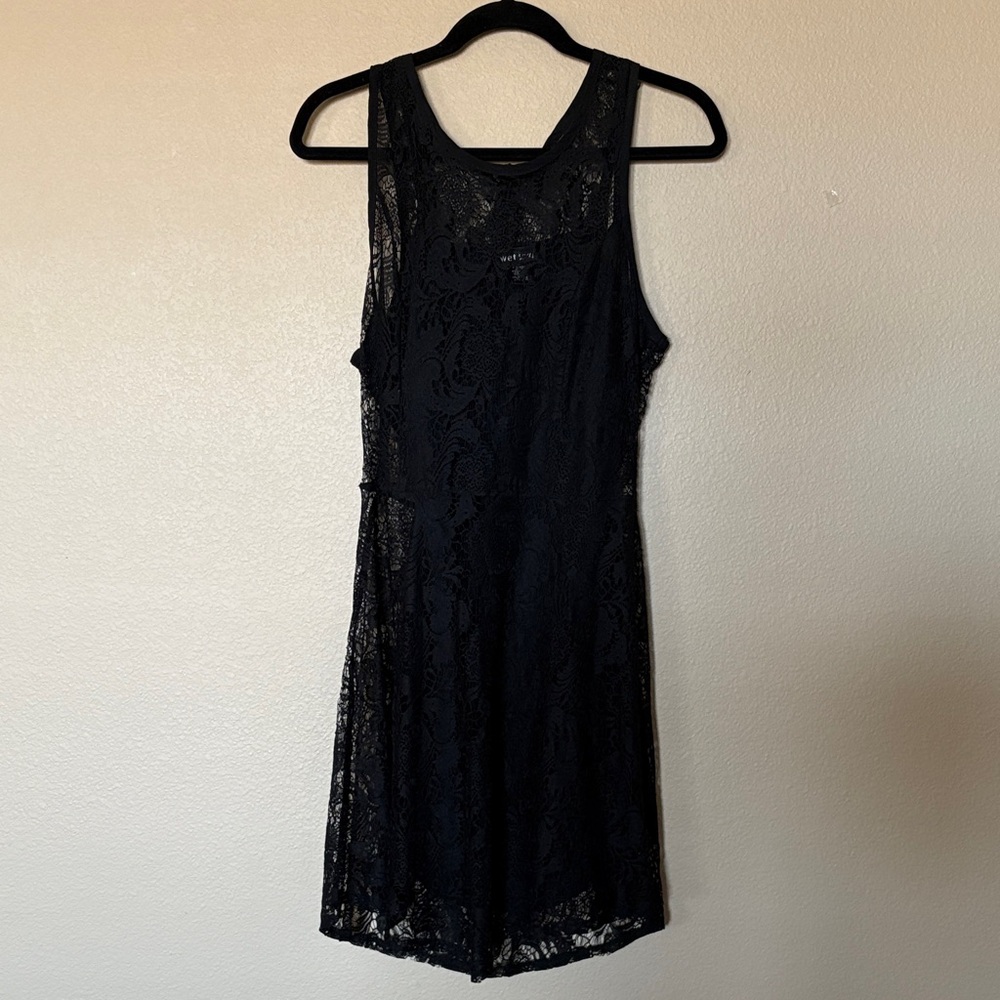 Wet Seal Black Lace Overlay Dress